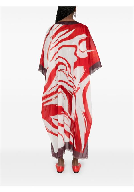 Red abstract-print midi dress Dries van noten - women DRIES VAN NOTEN | 2510107231021978